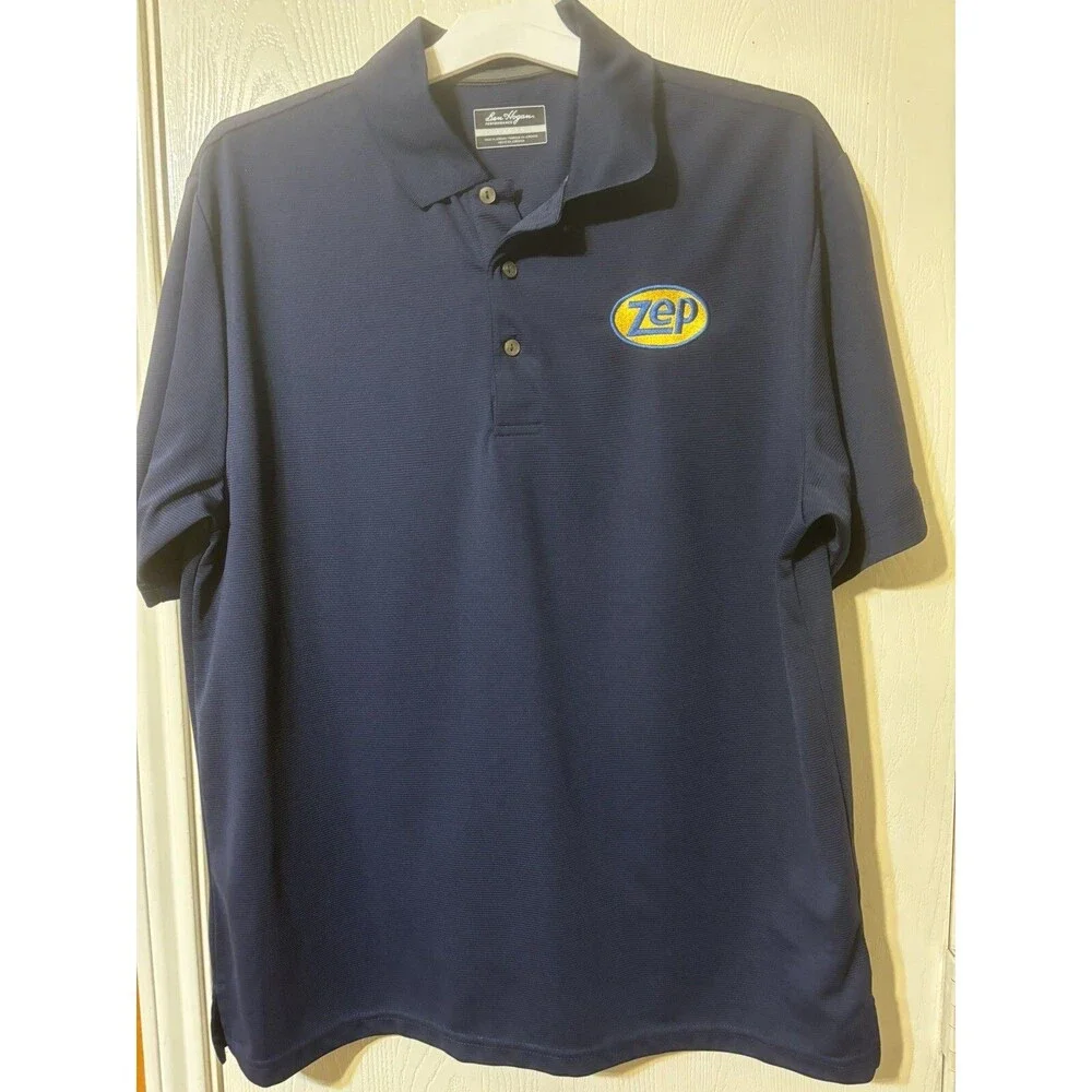 Ben Hogan Performance Polo Size L Golf Shirt Short Sleeve Blue Men's Zep Patch